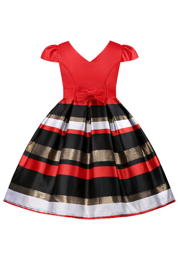 Vestido de Menina Vermelho Gola em V